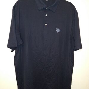 Peter Millar Summer Comfort Black Short Sleeve Polo Golf Shirt Men's sz Large
